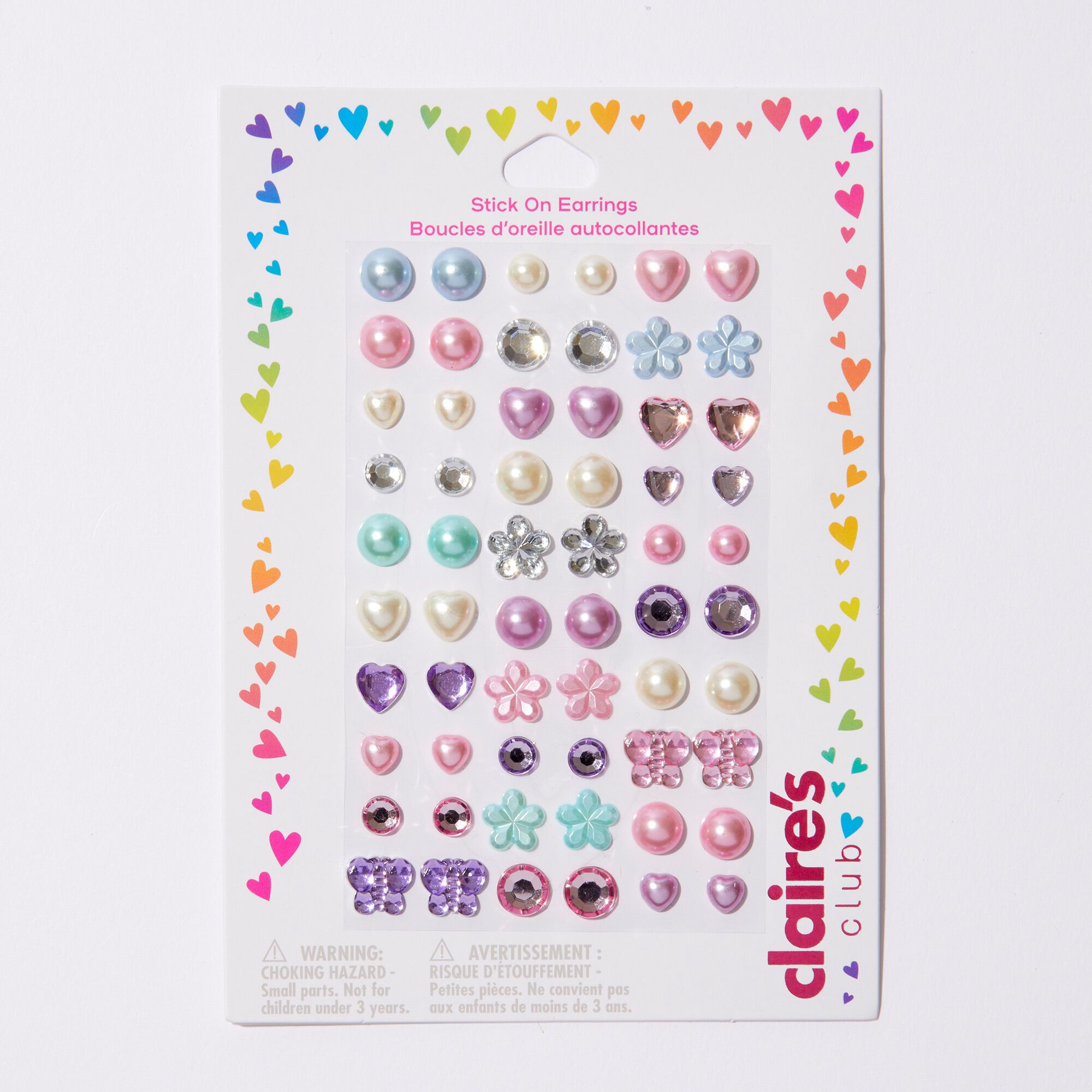 Claire's Club Pearlized Stick-On Earrings - 30 Pack,